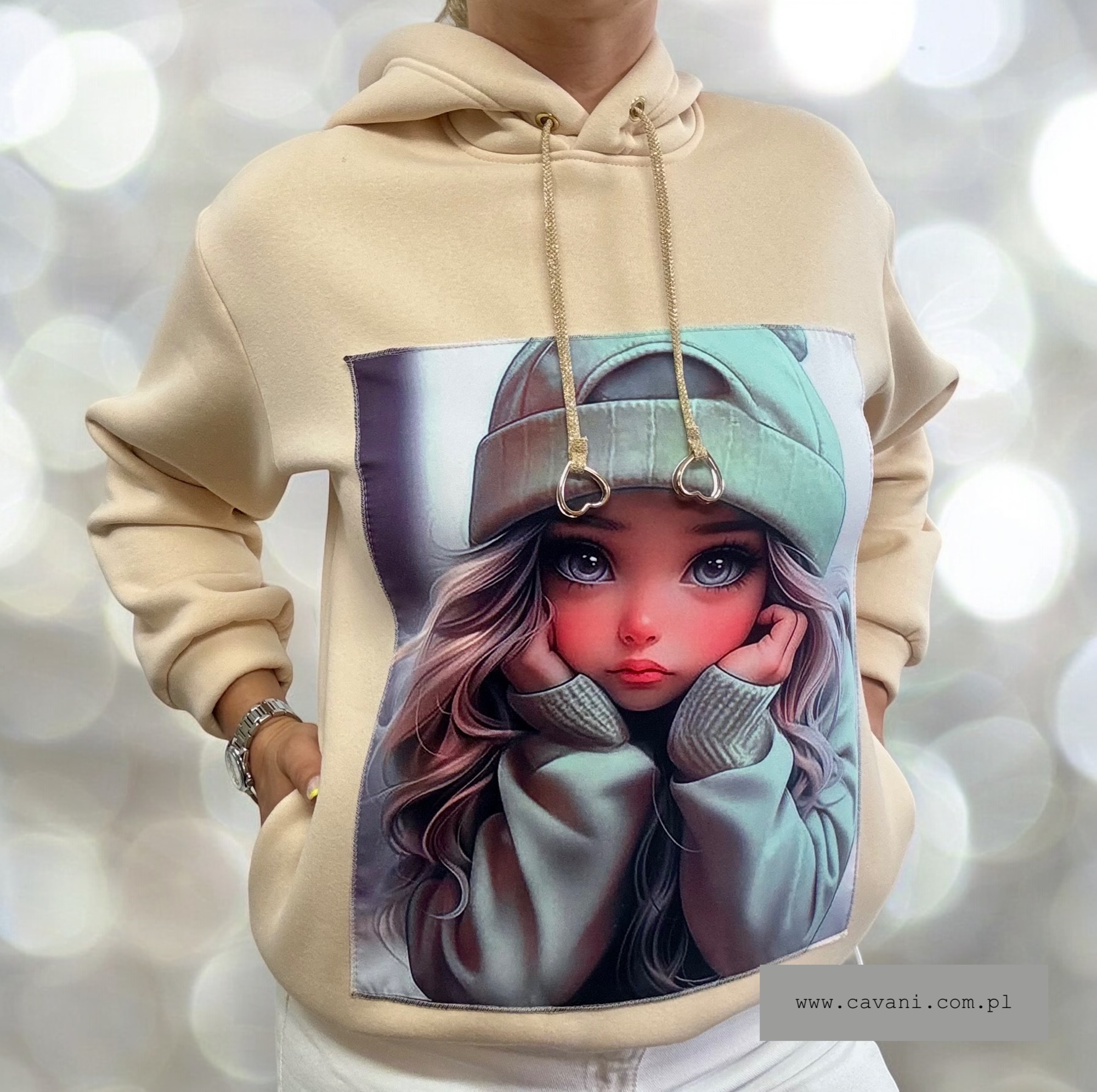 bluza z kapturem beż